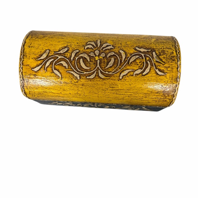 Vintage Domed Lid Folk Art Design Trinket Box For Sale - Image 4 of 7