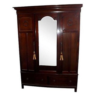 Early Edwardian Mahogany English Armoire For Sale