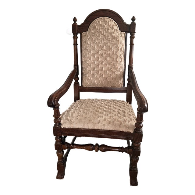 Ethan Allen Jacobean Captain’s Chair, C. 1970s For Sale