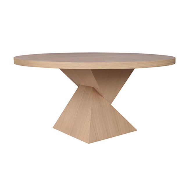 Worlds Away Matthew Izzo Home Newport Natural Oak Round Pedestal Dining Table For Sale - Image 4 of 4