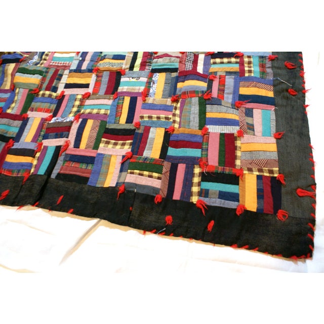 Vintage American Handmade Cabin Strip Quilt For Sale In Wichita - Image 6 of 9
