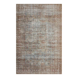 Chris Loves Julia x Loloi Jules Lagoon / Brick 7'-6" x 9'-6" Area Rug For Sale