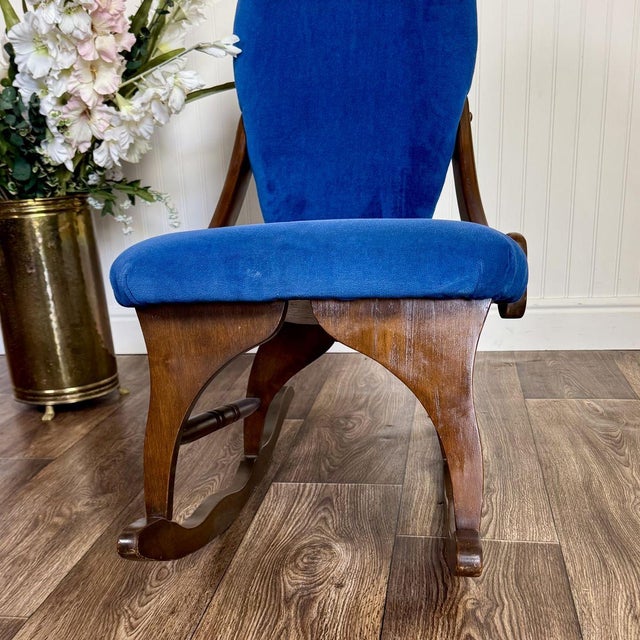 Wood Vintage Victorian-Revival Parlor Rocking Chair For Sale - Image 7 of 11
