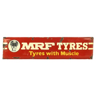 Advertising Enameled MRF Tires Sign, 1950s For Sale
