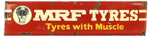 Advertising Enameled MRF Tires Sign, 1950s