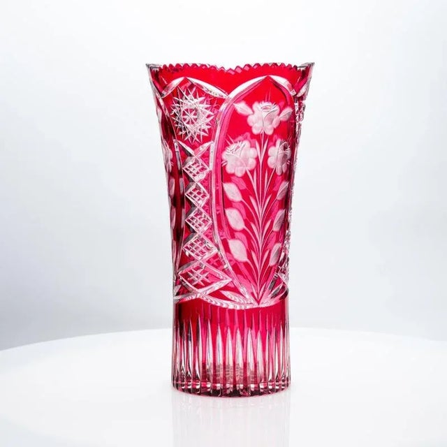 Vintage Exquise Vases in Deep Rose Red Crystal, 1950, Set of 3 For Sale - Image 13 of 18