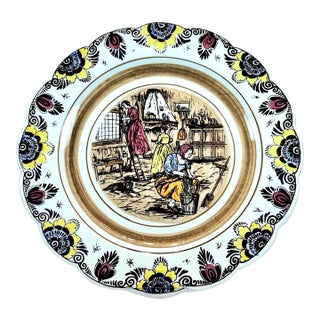 Vintage Delft Polychrome Wall Plate Made in Holland For Sale