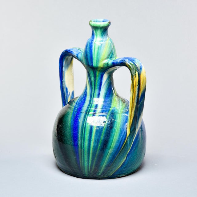 French Vallauris Double-Handled Ceramic Ewer, Signed D. Ditto For Sale - Image 10 of 11