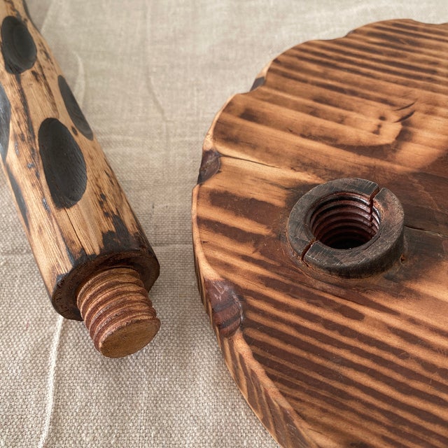 Vintage Brutalist Hand Carved Tripod Milking Stool For Sale - Image 12 of 12