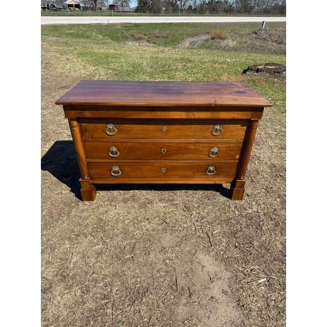 French Country Large 19th Century French Empire Solid Walnut Chest of Drawer / Commodes For Sale - Image 3 of 18