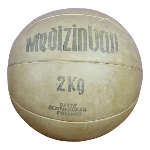 Vintage Leather Medicine Ball, 1960s For Sale