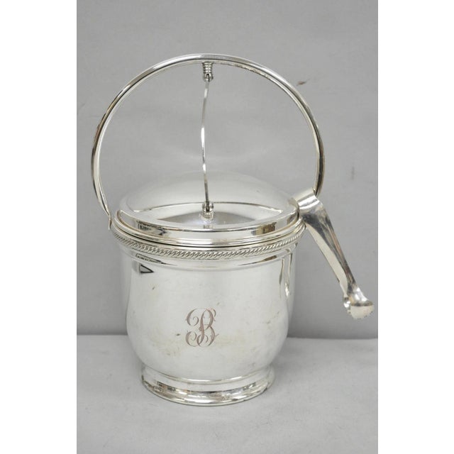 Vintage Victorian Silver Plated Reticulating Hinge Ice Bucket W/ "B" Monogram For Sale - Image 18 of 18