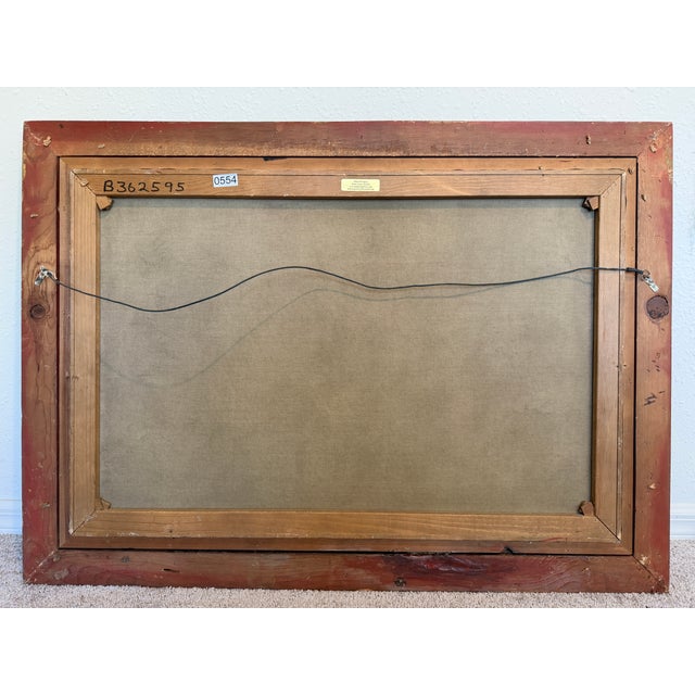 Green Large Vintage Oil Painting River Landscape Signed E. Lawson, Gold Ornate Frame For Sale - Image 8 of 8