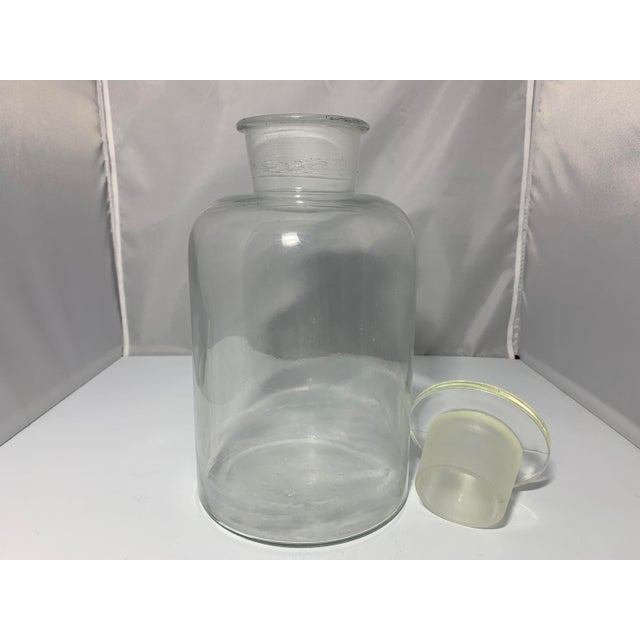 Vintage Millville Apothecary Jar: Large Glass Stopper Bottle, c. 1903-1930 For Sale - Image 4 of 10