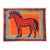 Horse Western Americana Folk Art Abstract Orange Red Turquoise Original Painting by Cleo Plowden For Sale