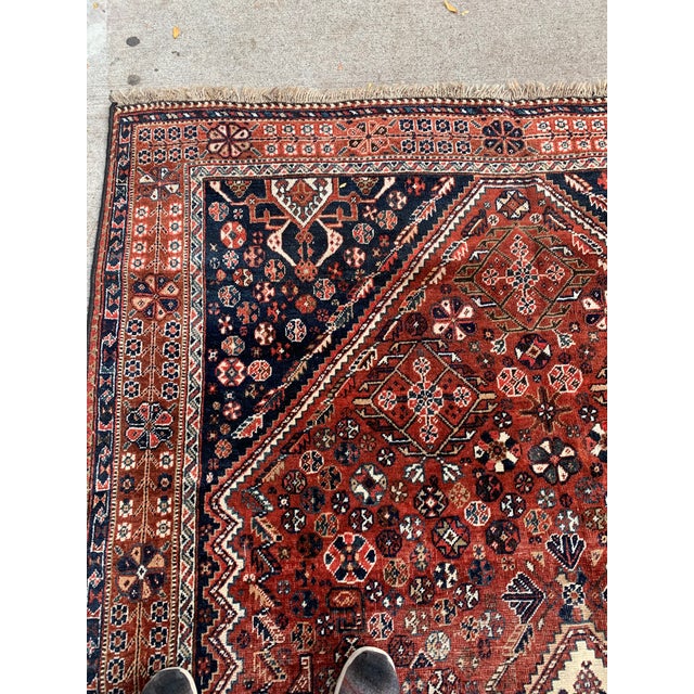 1900s, Handmade Antique Persian Gashkai Rug 5.3' X 7.11' For Sale - Image 9 of 10