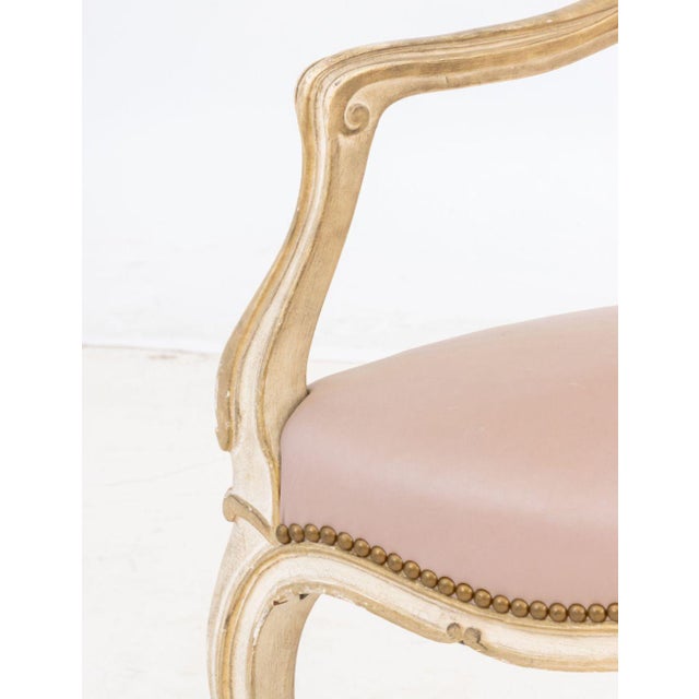 French Louis XVI Style White Painted Fauteuil For Sale - Image 3 of 7