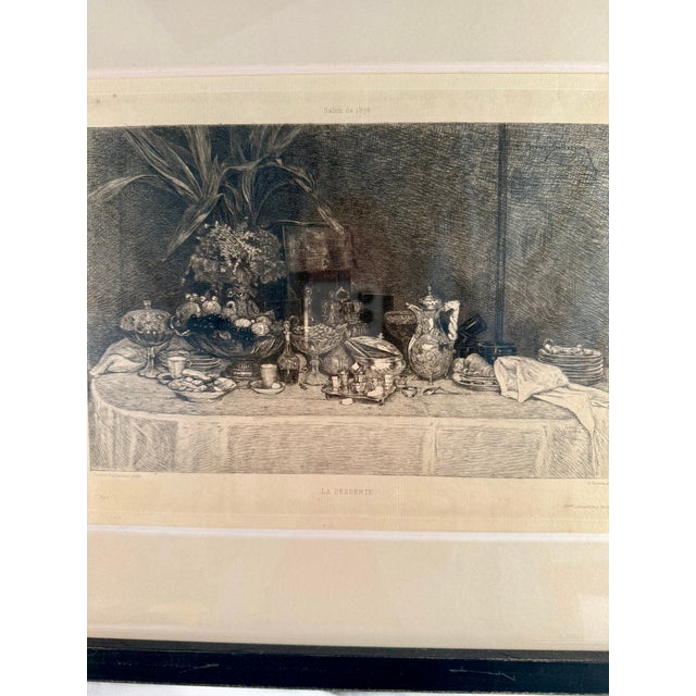 Antique, French Lithograph, Dessert Table, Framed Late 1800s For Sale - Image 4 of 7