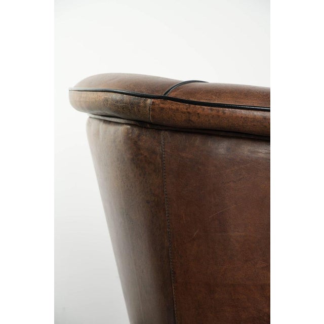 Art Deco Sheepskin Club Armchair with Black Piping For Sale - Image 13 of 14