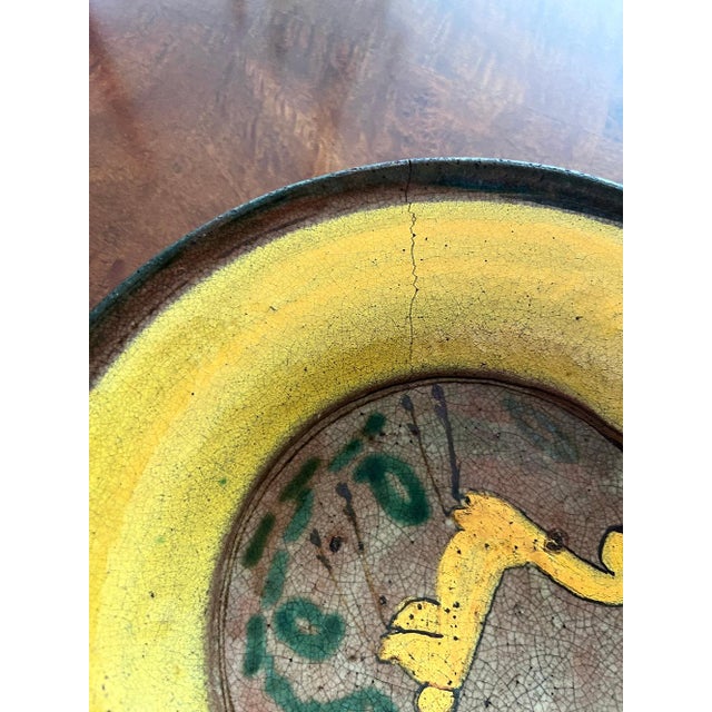 Antique Hand Painted Guatemalan Majolica with Yellow Deer For Sale In Nashville - Image 6 of 7
