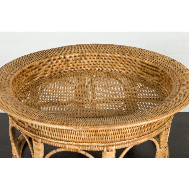 Northern Thai Vintage Woven Rattan Khantok Tray For Sale - Image 11 of 12