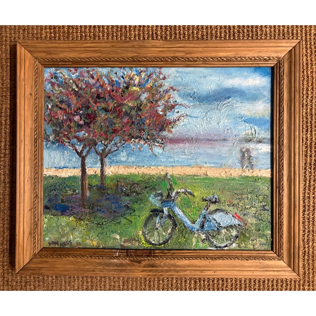 “Need a Lyft?”, Original Oil Painting, Framed Art, Lakeside Painting For Sale - Image 4 of 8