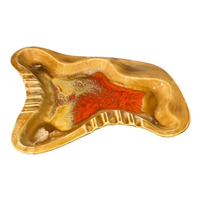 Vintage Mid Century Modern Amoeba Maurice of California Usa Pottery Ashtray 402 For Sale