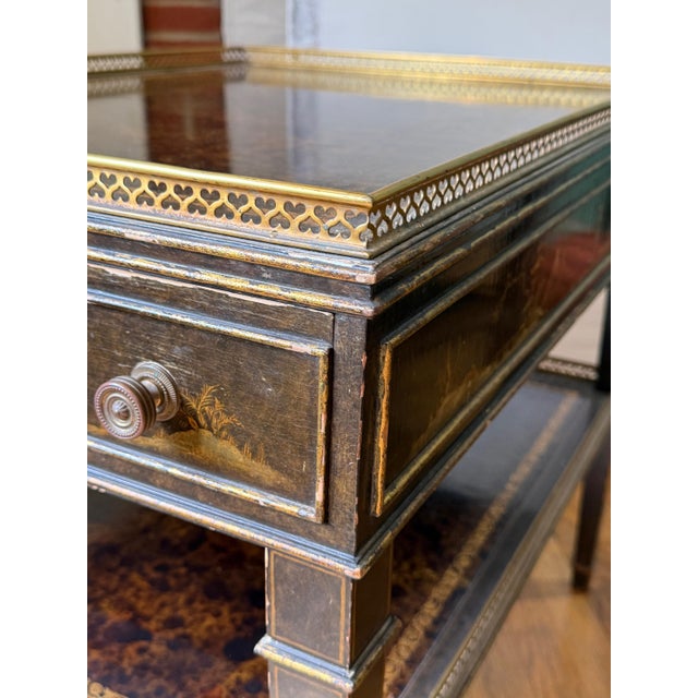Mid-20th Century Chinoiserie & Faux Tortoiseshell Tray-Top Side Tables With Park Avenue Provenance - A Pair For Sale In New York - Image 6 of 18