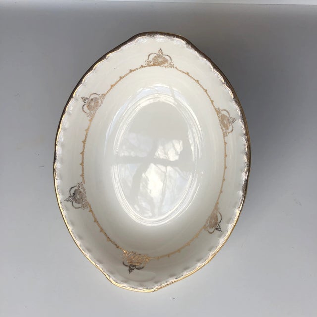 Metal Vintage Gold Filagree Oval Serving Bowl For Sale - Image 7 of 7