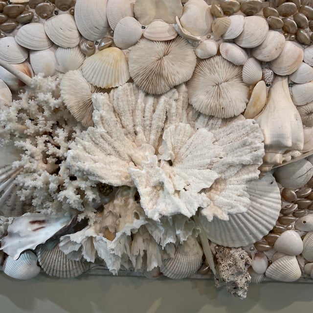 Vintage White Shell and Coral Encrusted Mirror For Sale - Image 4 of 7