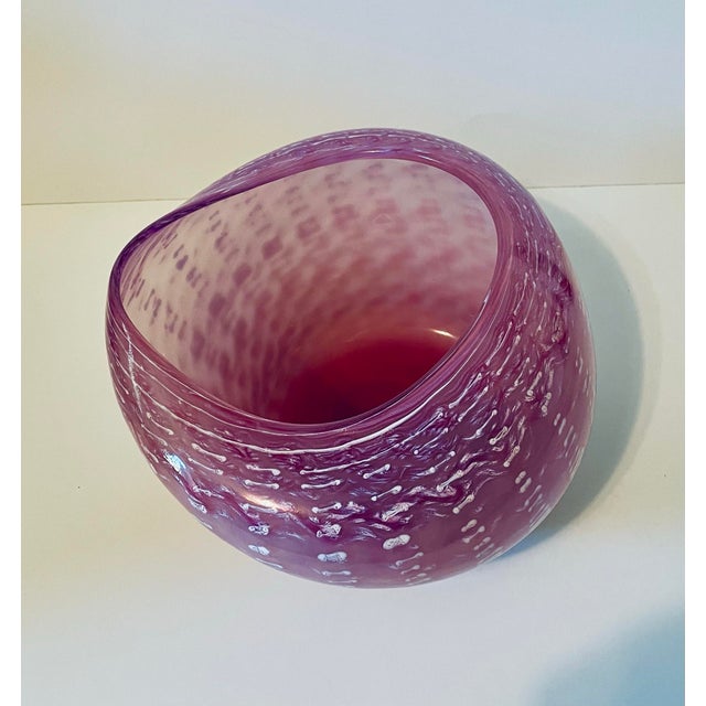 Elevate your space with this striking post-modern studio art glass vessel by the celebrated American glass artist, Brian...