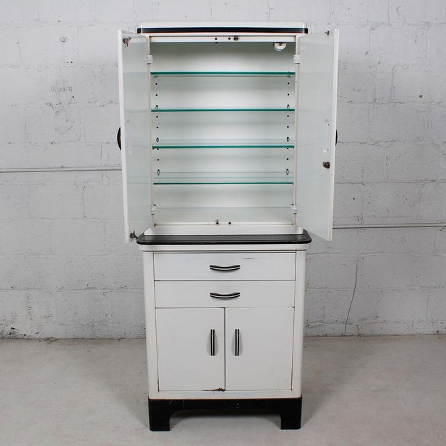 Vintage '30s Metal Medical W/ Glass Shelves Chairish