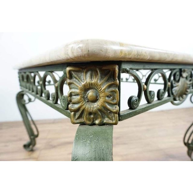 Shabby Chic Marble Wrought Iron and Glass Top Coffee Table Chairish