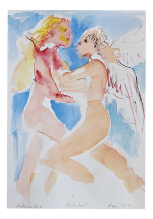 Agapi Wieruszewska, Cupids (Crete), Nude, Watercolour on Paper, 2024