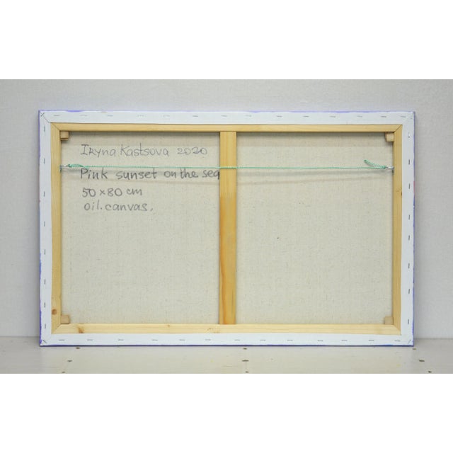 Pink Sunset on the Sea.Modern Original Painting. For Sale - Image 4 of 6