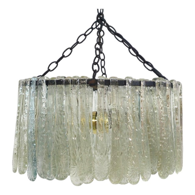 Mid-Century Brutalist Multicolor Glass Chandelier, 1970s For Sale