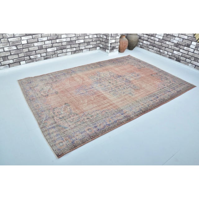 Burnt Orange 1960s Anatolian Low Pile Burnt Color Wool Large Carpet For Sale - Image 8 of 11