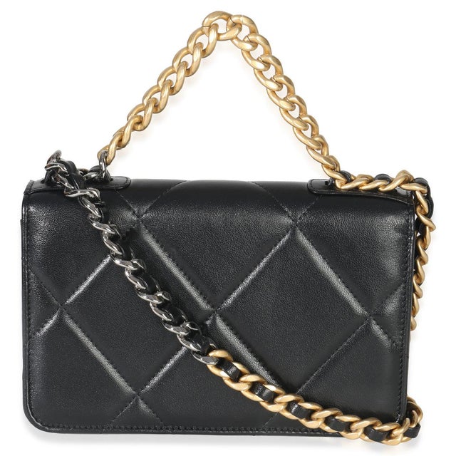 Chanel Black Quilted Lambskin Chanel 19 Wallet On Chain For Sale - Image 4 of 10