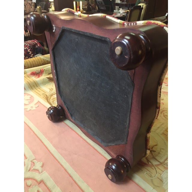 Regency Mahogany Serpentine Footstool W/ Chevron Pattern Needlepoint Upholstery For Sale - Image 10 of 11