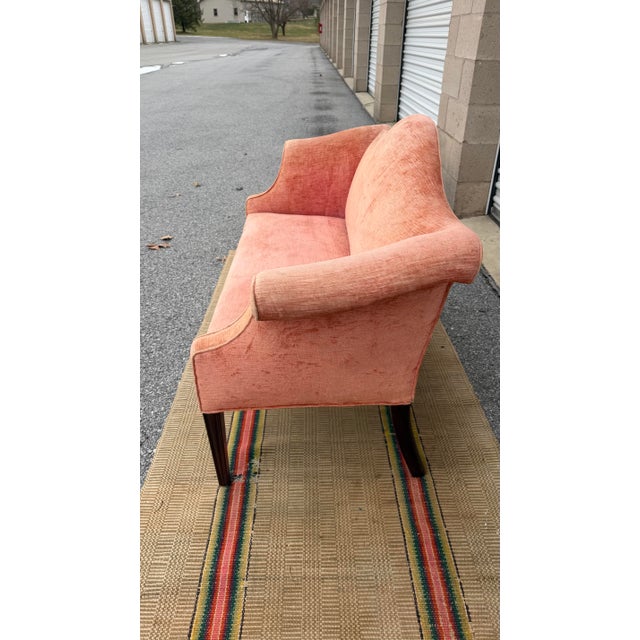 American A Very Nice Antique Mahogany Camelback Window Settee, English, Circa 1920’s For Sale - Image 3 of 17