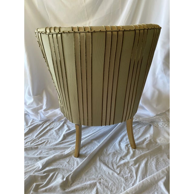 Beautiful side chair reupholstered in a Scalamandre silk with a green velvet stripe