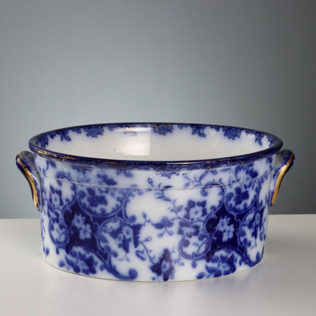 Flow Blue Porcelain Jug with Basin, Set of 2 For Sale - Image 9 of 14