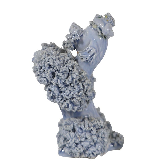 Blue 2 Pc. Set Mid Century Spaghetti Pottery Poodle Dogs For Sale - Image 8 of 10