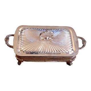 Vintage Silverplated Filigree Serveware With Glass Insert For Sale