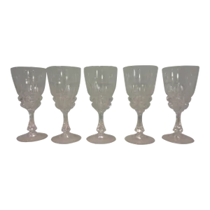 Cristal d'Arques-Durand Pompadour Wine Glasses Set of 5 Late 20th Century