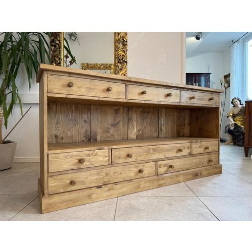 Rustic Eight-Drawer Chest of Drawers in Softwood For Sale - Image 6 of 10