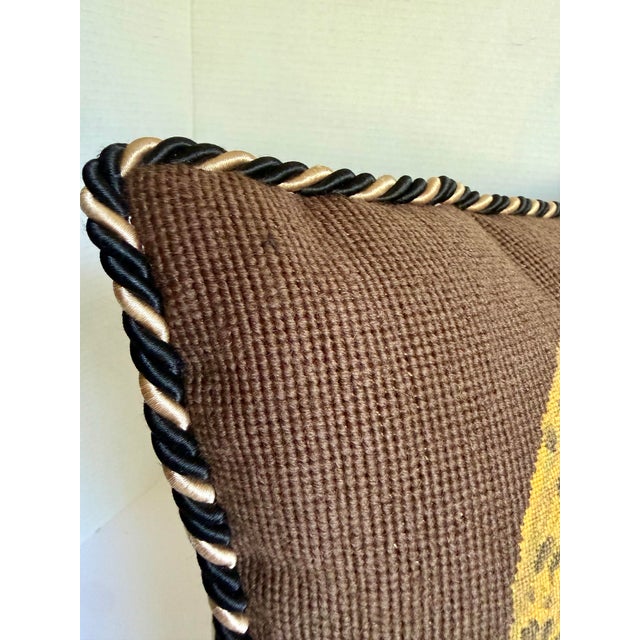 Textile Vintage “Golden Melon” Needlepoint Pillow in the Style of Lycette Designs With Down Insert For Sale - Image 7 of 11