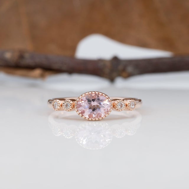 2020s 1.3Ct Aaa Cor De Rosa Morganite Ring With Earth-Mined Diamonds: Solid 14k Gold For Sale - Image 5 of 9