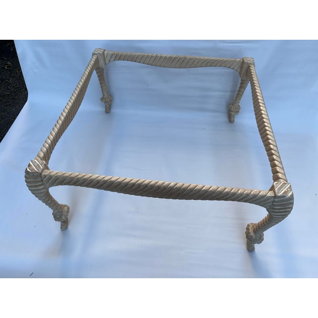 Wood Carved Wood Rope Knot Marble Top Table For Sale - Image 7 of 12