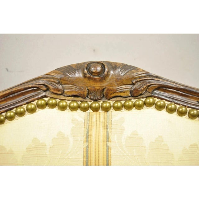 Vintage French Country Louis XV Style Carved Walnut Lounge Arm Chairs - A Pair For Sale - Image 4 of 12